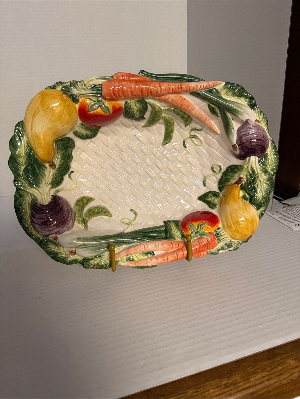 Fitz and Floyd Percy the Pig Vegetable Garden Basket-Weave Bowl